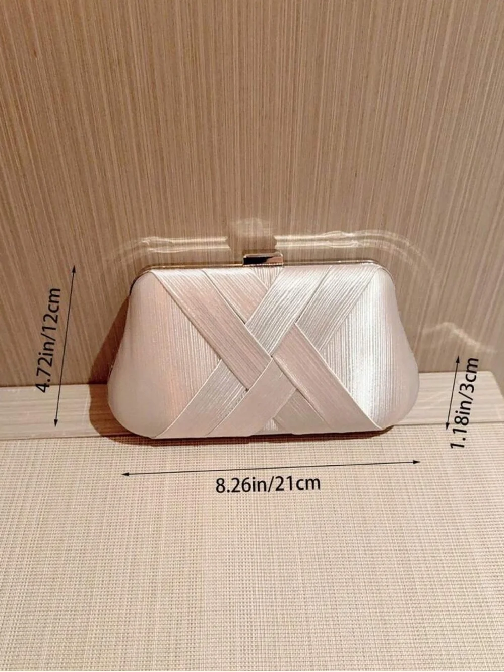 Elegant Silver Satin Clutch Bag by